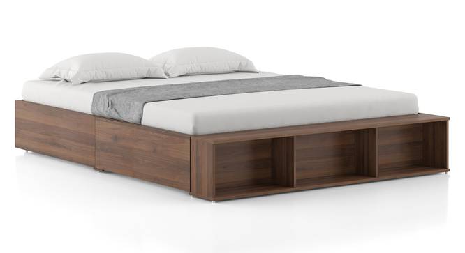 Toshi Platform Compact size Box & drawer storage bed in Classic Walnut (Queen Bed Size, Drawer & Box Storage Type, Classic Walnut Finish) by Urban Ladder - Side View - 
