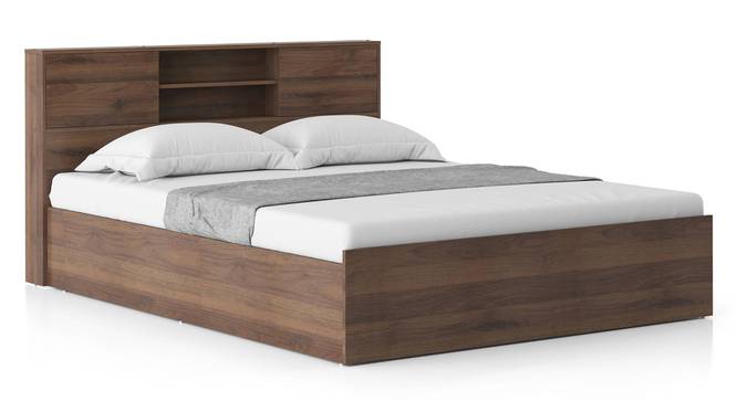 Amy Storage Bed with Zoey Bedside Table (Queen Bed Size, Classic Walnut Finish, Bed + 1 Bedside Table Set) by Urban Ladder - Front View Design 1 - 991770