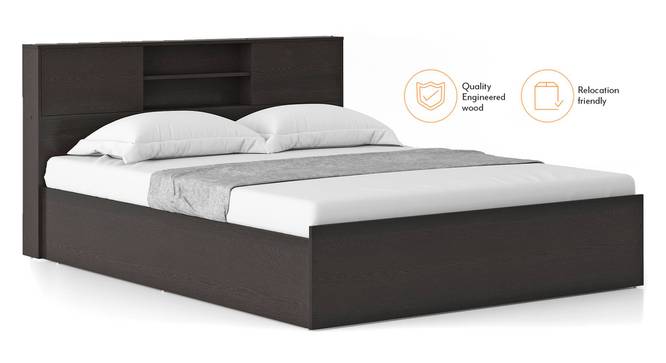 Amy Storage Bed with Zoey Bedside Table (Queen Bed Size, Dark Wenge Finish, Bed + 2 Bedside Table Set) by Urban Ladder - Design 1 Full View - 991813