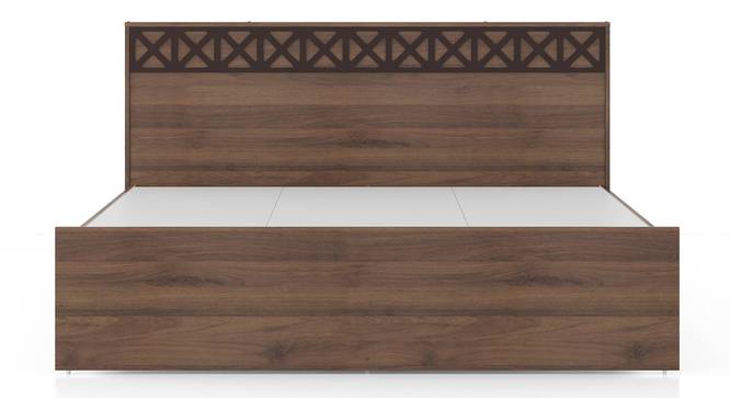 Macy Non Storage Bed With Hazel Bedside Table (King Bed Size, Classic Walnut Finish, Bed + 1 Bedside Table Set, non_storage Storage Type) by Urban Ladder - Front View Design 1 - 992009