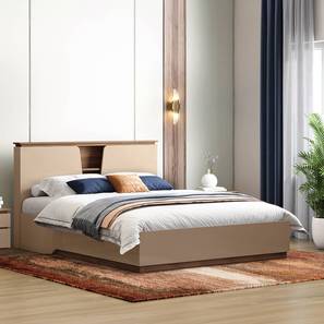 Bed And Bedside Table Design Sydney Bedroom (Bed + Bedside Table) (King Bed Size, Bed + 2 Bedside Table Set, Beige High Gloss Finish)