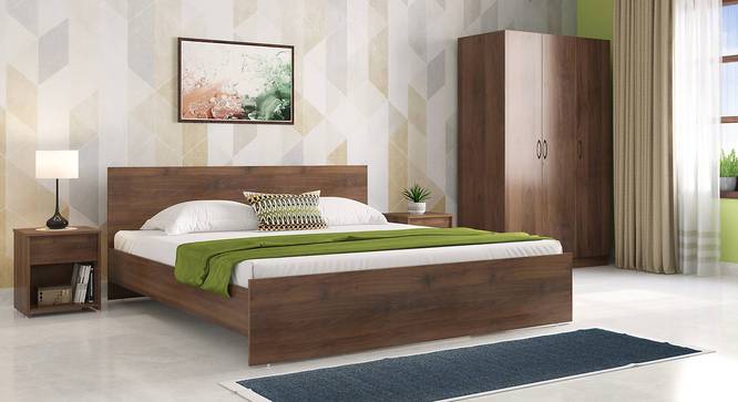 Zoey Bedroom (Bed + Bedside Table) (Walnut Finish, King Bed Size, Bed + 1 Bedside Table Set) by Urban Ladder - - 