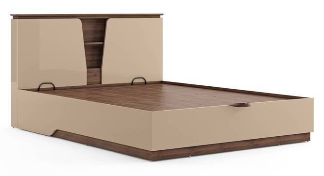 Sydney Bedroom (Bed + Bedside Table) (King Bed Size, Bed + 2 Bedside Table Set, Beige High Gloss Finish) by Urban Ladder - - 