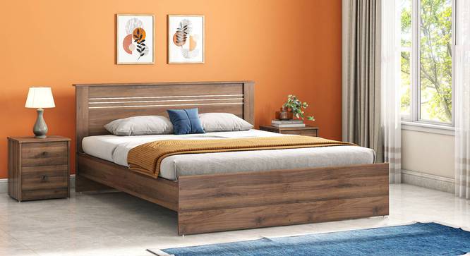 Davis Bedroom (Bed + Bedside Table) (Queen Bed Size, Classic Walnut Finish, Bed + 1 Bedside Table Set) by Urban Ladder - - 