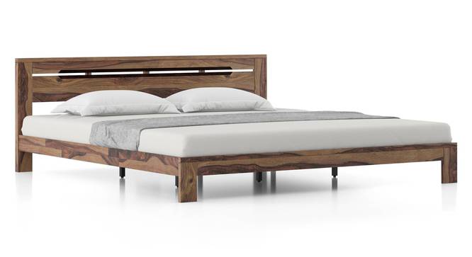 Amal Bed With Beirut Bedside Table (Teak Finish, King Bed Size, Bed + 1 Bedside Table Set) by Urban Ladder - Front View Design 1 - 993069