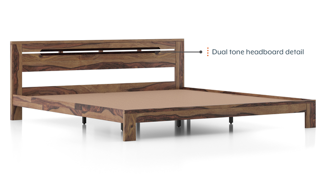 Amal Bed With Beirut Bedside Table (Teak Finish, King Bed Size, Bed + 1 Bedside Table Set) by Urban Ladder - Cross View Design 1 - 993070