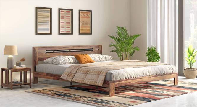 Amal Bed With Beirut Bedside Table (Teak Finish, King Bed Size, Bed + 2 Bedside Table Set) by Urban Ladder - Design 1 Full View - 993081