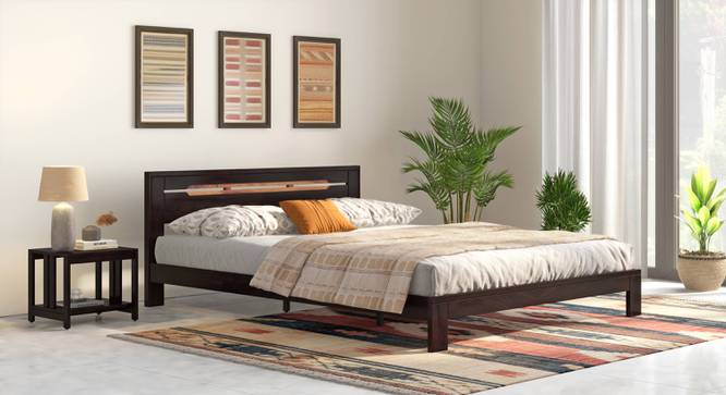 Amal Bed With Beirut Bedside Table (Mahogany Finish, Queen Bed Size, Bed + 1 Bedside Table Set) by Urban Ladder - Design 1 Full View - 993093