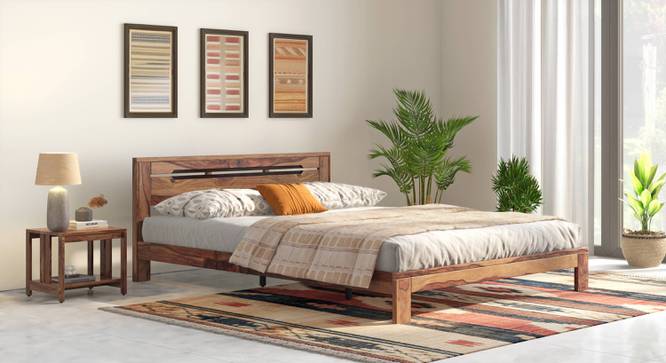Amal Bed With Beirut Bedside Table (Teak Finish, Queen Bed Size, Bed + 2 Bedside Table Set) by Urban Ladder - Design 1 Full View - 993129
