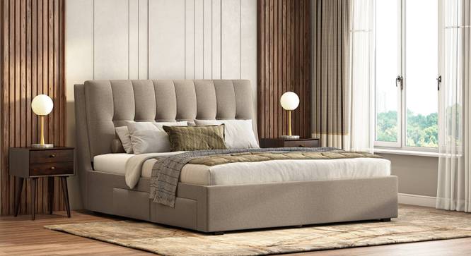 Bornholm Storage Bed With Denton Bedside Table (King Bed Size, Bed + 2 Bedside Table Set, Shitake Beige Finish) by Urban Ladder - Design 1 Full View - 993154
