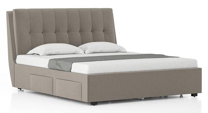 Bornholm Storage Bed With Denton Bedside Table (King Bed Size, Bed + 2 Bedside Table Set, Shitake Beige Finish) by Urban Ladder - Front View Design 1 - 993155