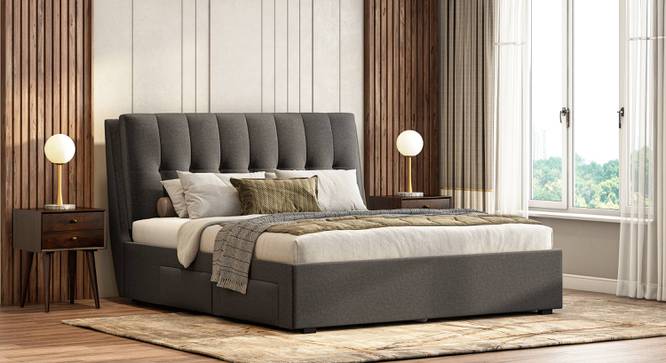 Bornholm Storage Bed With Denton Bedside Table (King Bed Size, Bed + 1 Bedside Table Set, Urban Grey Finish) by Urban Ladder - Design 1 Full View - 993168