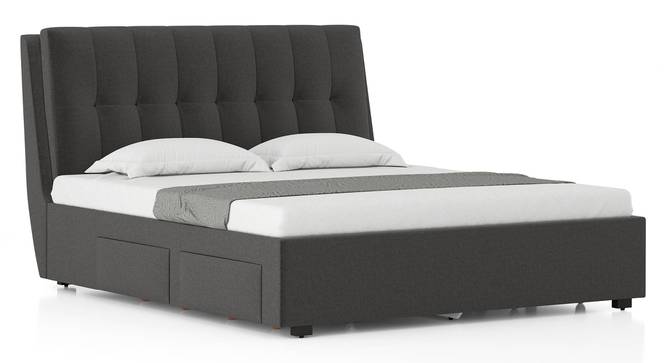 Bornholm Storage Bed With Denton Bedside Table (King Bed Size, Bed + 2 Bedside Table Set, Urban Grey Finish) by Urban Ladder - Front View Design 1 - 993183