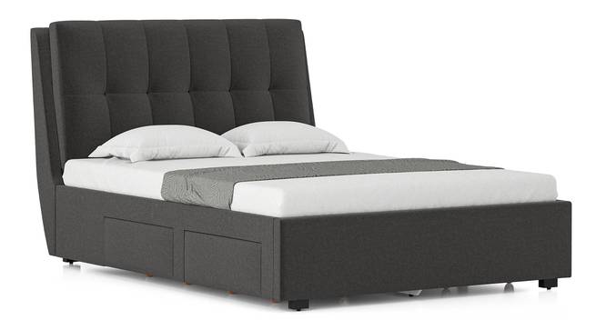 Bornholm Storage Bed With Denton Bedside Table (Queen Bed Size, Bed + 1 Bedside Table Set, Urban Grey Finish) by Urban Ladder - Front View Design 1 - 993225