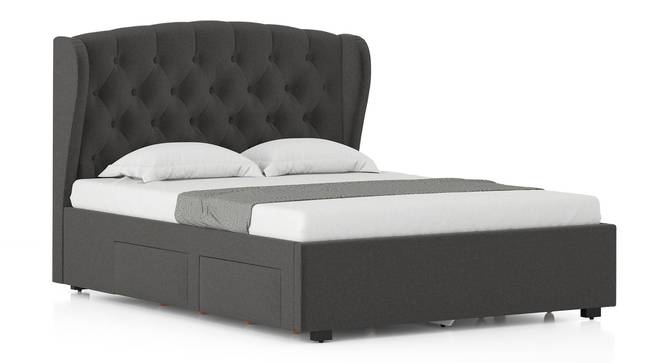 Homebrook Storage Bed with Denton Bedside Table (Queen Bed Size, Bed + 2 Bedside Table Set, Urban Grey Finish) by Urban Ladder - - 