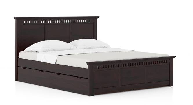 Fidora Storage Bed with Fidora Bedside Table (Mahogany Finish, Queen Bed Size, Bed + 1 Bedside Table Set) by Urban Ladder - - 