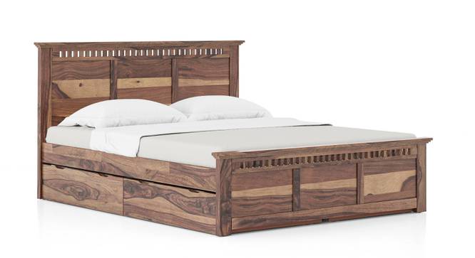 Fidora Storage Bed with Fidora Bedside Table (Teak Finish, Queen Bed Size, Bed + 1 Bedside Table Set) by Urban Ladder - - 