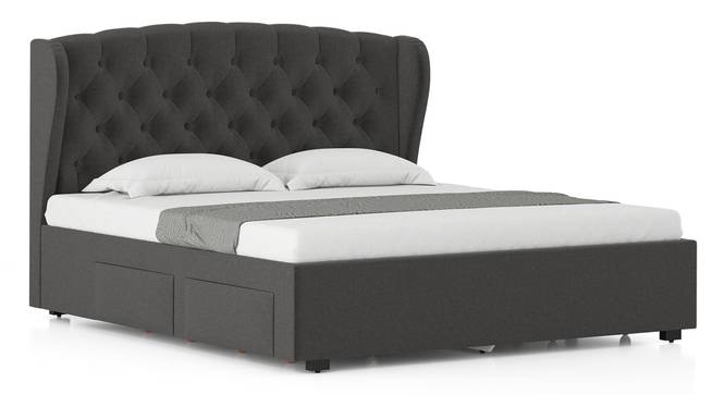 Homebrook Storage Bed with Denton Bedside Table (King Bed Size, Bed + 1 Bedside Table Set, Urban Grey Finish) by Urban Ladder - - 