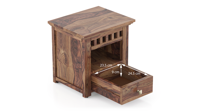 Fidora Storage Bed with Fidora Bedside Table (Teak Finish, King Bed Size, Bed + 2 Bedside Table Set) by Urban Ladder - - 