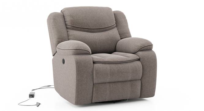 Atticus single seater Motorized swivel rock recliner Premium Chenille Fabric (One Seater, Shitake Beige, Motorized Mechanism) by Urban Ladder - - 994132