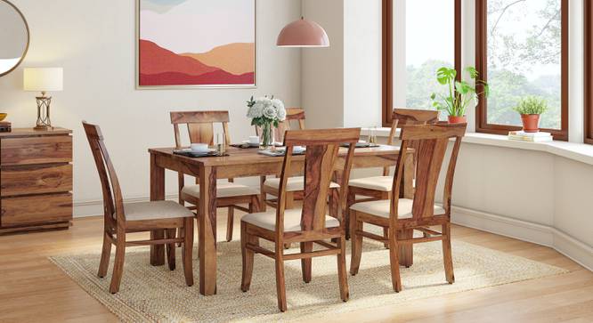 Fabio Solid Wood Dining Chair - Set of 2 (Teak Finish, Macadamia Brown, Set Of 2 Set) by Urban Ladder - - 