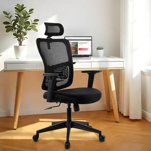 Ignis Swivel Study Chair With Headrest in Black Colour-image-13