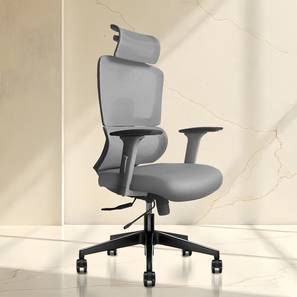 Imperia Swivel Study Chair With Headrest in Grey Colour-image-15