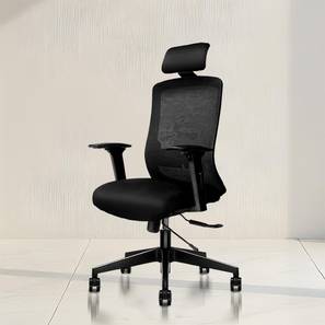 Eterna Swivel Study Chair With Headrest in Black Colour