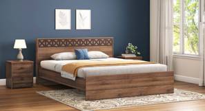 Bed And Bedside Table Design Macy Non Storage Bed With Hazel Bedside Table (King Bed Size, Classic Walnut Finish, Bed + 2 Bedside Table Set, non_storage Storage Type)