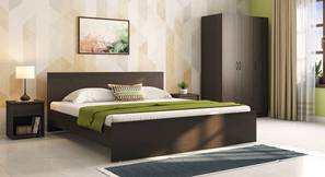 Bed And Bedside Table Design Zoey Non Storage Bed With Zoey Bedside Table (King Bed Size, Dark Wenge Finish, Bed + 1 Bedside Table Set, non_storage Storage Type)