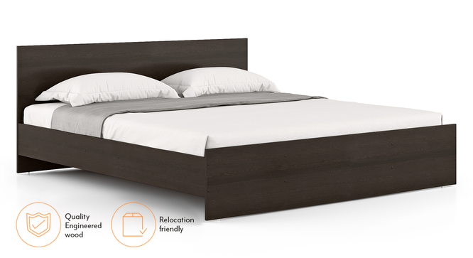 Zoey Non Storage Bed With Zoey Bedside Table (King Bed Size, Dark Wenge Finish, Bed + 2 Bedside Table Set, non_storage Storage Type) by Urban Ladder - Front View Design 1 - 995164