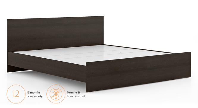 Zoey Non Storage Bed With Zoey Bedside Table (King Bed Size, Dark Wenge Finish, Bed + 2 Bedside Table Set, non_storage Storage Type) by Urban Ladder - Cross View Design 1 - 995165