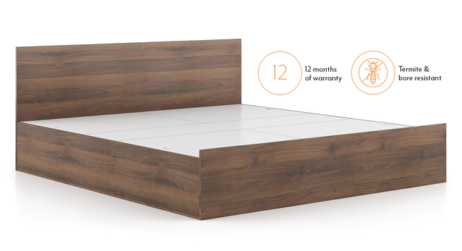 Zoey Storage Bed With Zoey Bedside Table (King Bed Size, Classic Walnut Finish, With Shutter Configuration, Bed + 2 Bedside Table Set) by Urban Ladder - Front View Design 1 - 995192