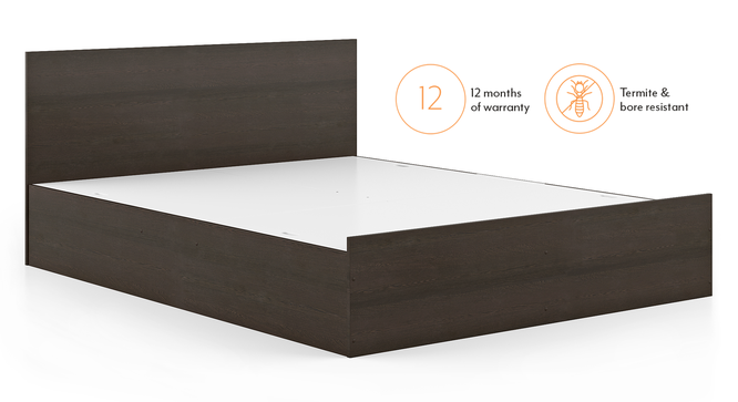 Zoey Storage Bed With Zoey Bedside Table (Queen Bed Size, With Drawer Configuration, Dark Wenge Finish, Bed + 2 Bedside Table Set) by Urban Ladder - Front View Design 1 - 995218