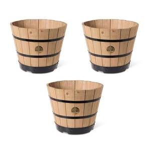 Planters Design VegTrug Wooden Barrel Planters 46cm Natural- Set of 3 (Brown)