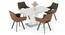 Caribu 4 to 6 extendable dining table, Finish - White marble color High Gloss with set of 4 Casey Swivel Dining Chair in Dual Tone (White High Gloss Finish, Dual Tone, 4 No of Chairs, 4 to 6 Table Seating Capacity) by Urban Ladder - Design 1 Full View - 995813