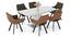 Caribu 4 to 6 extendable dining table, Finish - White marble color High Gloss with set of 6 Casey Swivel Dining Chair in Dual Tone (Dual Tone, White Marble Finish, 6 No of Chairs, 4 to 6 Table Seating Capacity) by Urban Ladder - Design 1 Full View - 995893