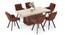 Gabriele Onyx 6 Seater Pedestal Dining Table With Set Of 6 Bren Swivel Dining Chair in Auburn Fabric (Teak Finish, Auburn) by Urban Ladder - - 995932