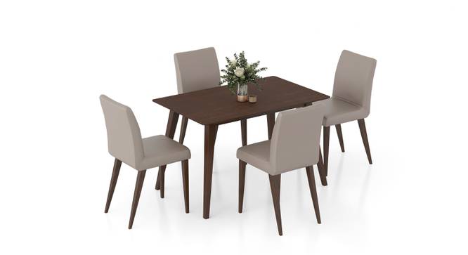 Lawson 4 Seater Dining Table (Finish : walnut) with set of 4 Persica Dining chairs (Walnut Finish, Beige, 4 No of Chairs, 4 Table Seating Capacity) by Urban Ladder - - 