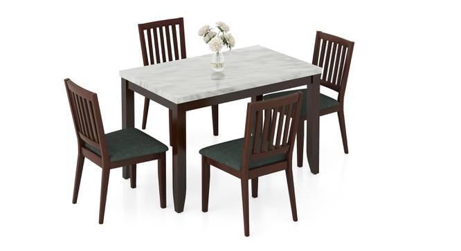 Matteo 4 Seater Dining Table Finish - Dark Walnut with set of 4 Diner Dining Chairs (Grey, Dark Walnut Finish, 4 No of Chairs, 4 Table Seating Capacity) by Urban Ladder - - 