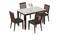 Matteo 4 Seater Dining Table Finish - Dark Walnut with set of 4 Diner Dining Chairs (Grey, Dark Walnut Finish, 4 No of Chairs, 4 Table Seating Capacity) by Urban Ladder - - 