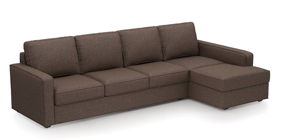 Apollo Sofa Set (Mocha, Fabric Sofa Material, Regular Sofa Size, Soft Cushion Type, Sectional Sofa Type, Sectional Master Sofa Component) by Urban Ladder