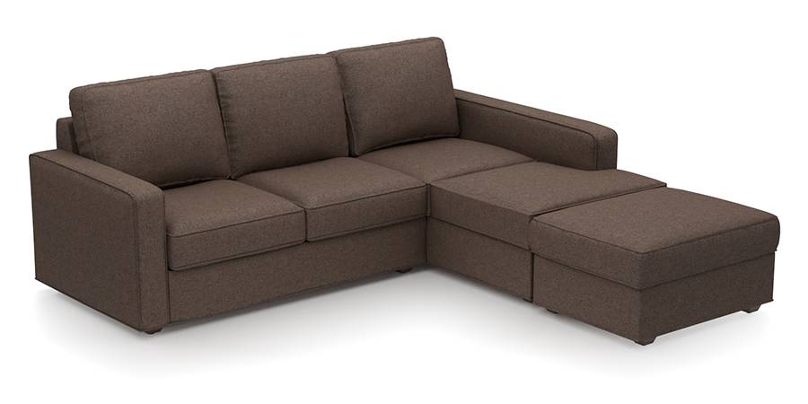 Apollo Sofa Set (Mocha, Fabric Sofa Material, Regular Sofa Size, Soft Cushion Type, Sectional Sofa Type, Sectional Master Sofa Component) by Urban Ladder