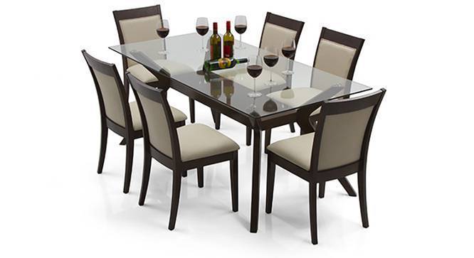 Wesley Dalla 6 Seater Dining Table Set Urban Ladder Wesley Dalla 6 Seater Dining Table Set Dark Walnut Finish Latte By