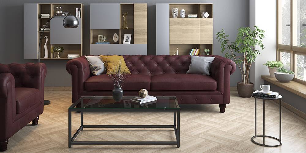 Winchester Leatherette Sofa Burgundy Urban Ladder