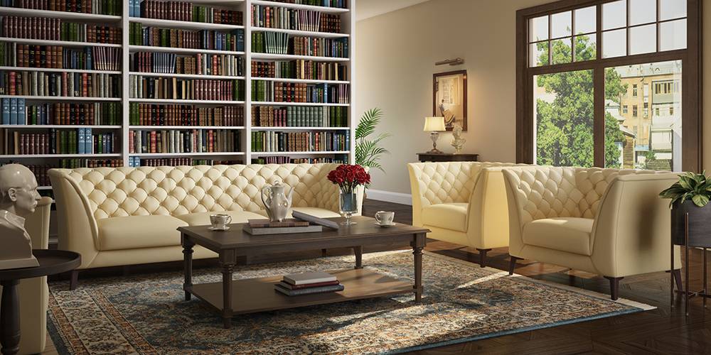 Half leather best sale sofa set
