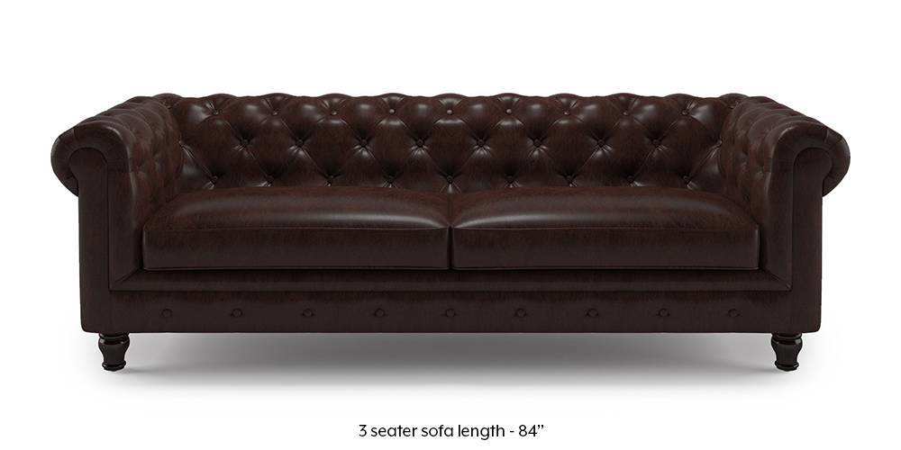 Winchester Half Leather Sofa Chocolate, Leather Sofa And Chair A Half
