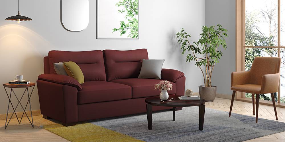 Adelaide Compact Leatherette Sofa Burgundy Urban Ladder