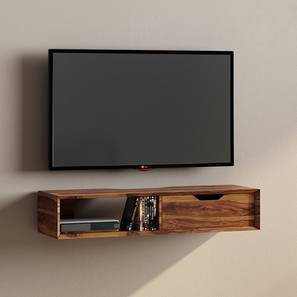 Wall Mounted Tv Units Check 7 Amazing Designs Online Urban Sawyer Wall Mounted Tv Unit Teak Finish With Drawer Configuration By Urban Ladder