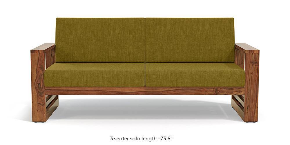 Parsons Wooden Sofa Teak Finish Olive Green Urban Ladder